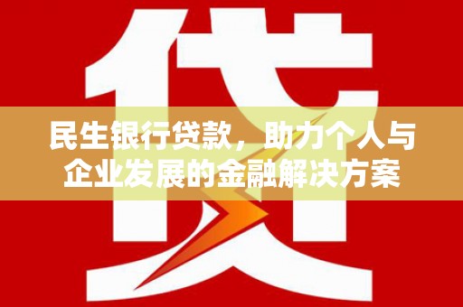 雅安民生银行贷款，助力个人与企业发展的金融解决方案