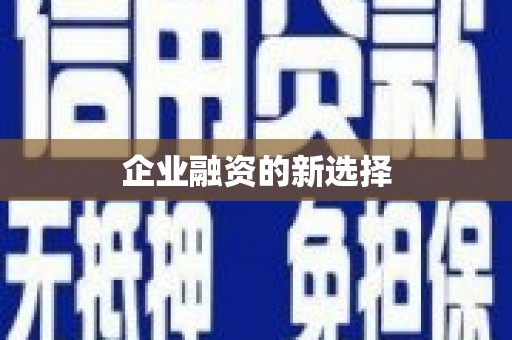 雅安企业融资的新选择