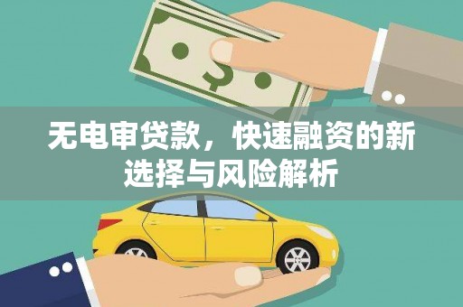 雅安无电审贷款，快速融资的新选择与风险解析