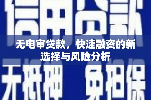 雅安无电审贷款，快速融资的新选择与风险分析