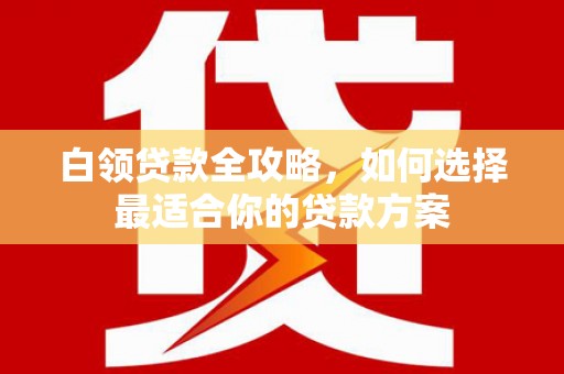 雅安白领贷款全攻略，如何选择最适合你的贷款方案